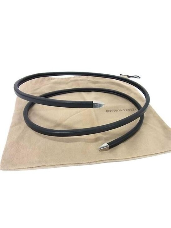 Bottega Veneta Leather Silver Spiral Belt Black